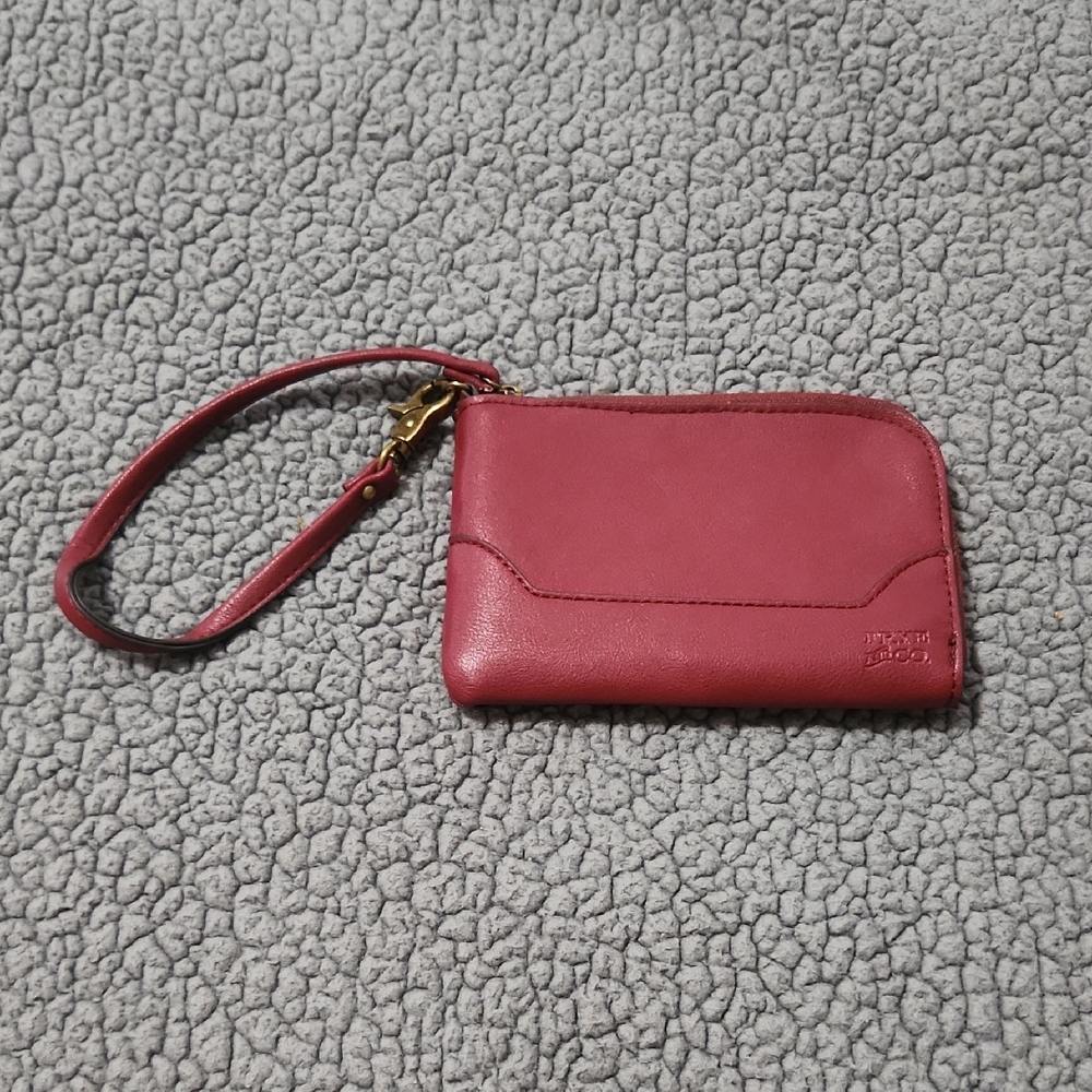 Frye & Co Faux Leather Maroon Zip Wallet Wristlet